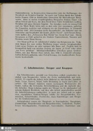 17. Schichtmeister, Steiger und Knappen