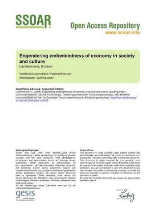 Engendering embeddedness of economy in society and culture