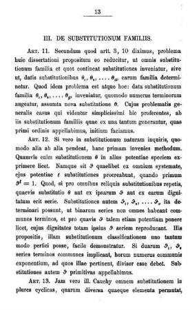 III. DE SUBSTITUTIONUM FAMILIIS: