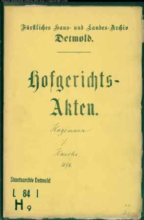 Hagemann, Hans zu Hohenhausen gegen Hermann Hancke zu Hohenhausen - Verkaufte Länderei