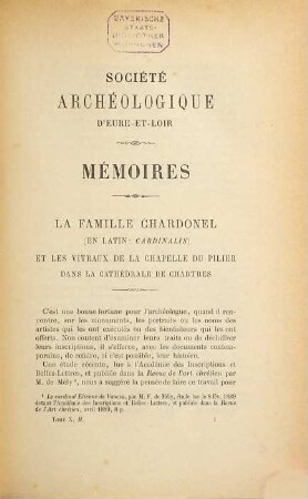 Mémoires de la Société Archéologique d'Eure-et-Loir. 10. 1896