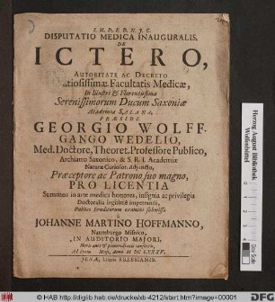 Disputatio Medica Inauguralis, De Ictero