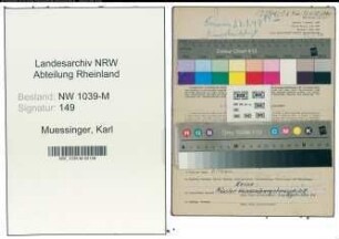 Entnazifizierung Karl Muessinger , geb. 13.09.1901 (Zollbeamter)