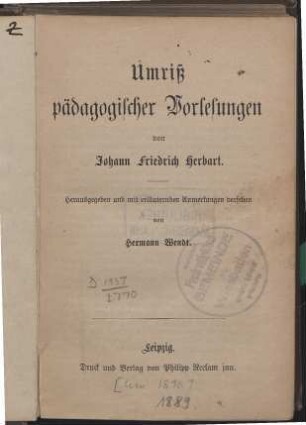 Umriß pädagogischer Vorlesungen
