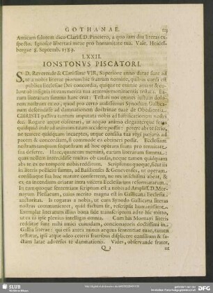 LXXII. Ionstonus, Piscatori