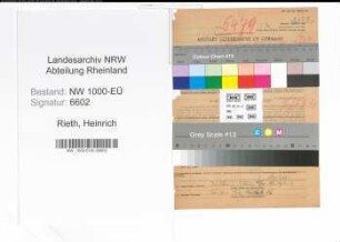 Entnazifizierung Heinrich Van Rieth, geb. 02.07.1899 (Kaufm.Angest.)