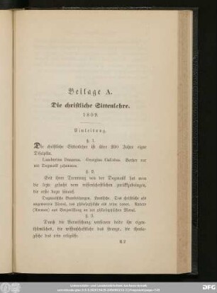 Beilage A. Die christliche Sittenlehre.