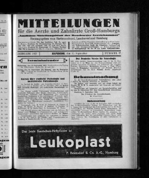 Jahrgang 1927, Hamburg, den 11. September, Nummer 37