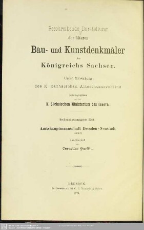 26: Die Kunstdenkmäler von Dresdens Umgebung, Theil 2: Amtshauptmannschaft Dresden-Neustadt