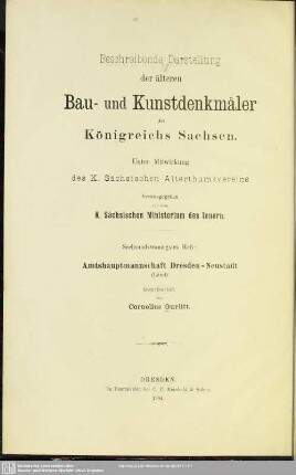 26: Die Kunstdenkmäler von Dresdens Umgebung, Theil 2: Amtshauptmannschaft Dresden-Neustadt