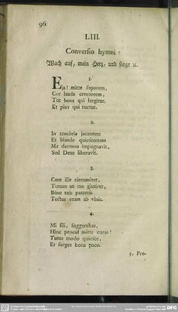 LIII. Conversio hymni: Wach auf, mein Herz, und singe [et]c.