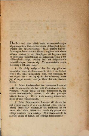 Försök till en kortfattad öfversigt af hufvudframstegen inom den menskliga philosophiens historia : I. ; akademisk afhandling