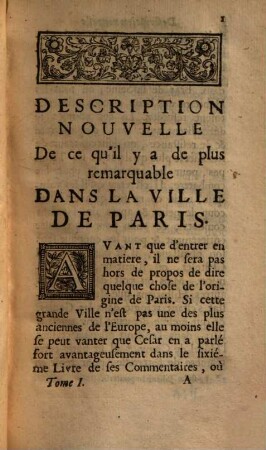 Description nouvelle de ce qu'il y a de plus remarquable dans la ville de Paris, 1.
