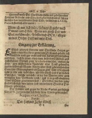 ... Leich-Text/ welcher im LXXIII. Psalm befindlich also lautet: