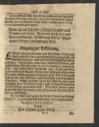 ... Leich-Text/ welcher im LXXIII. Psalm befindlich also lautet: