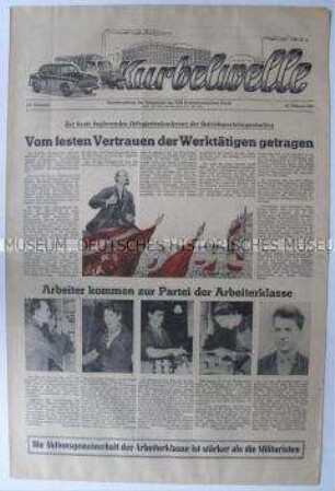 Betriebszeitung des VEB Kraftfahrzeugwerk Horch u.a. zur Delegiertenkonferenz der BPO