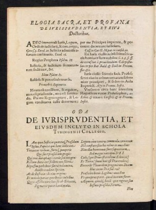 Elogia Sacra, Et Profana De Iurisprudentia, Et Eius Doctoribus.