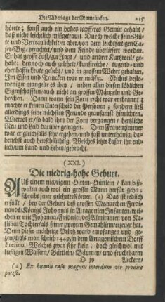 (XXI.) Die niedrig-hohe Geburt.