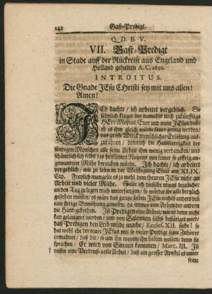 VII. Gast-Predigt in Stade ...