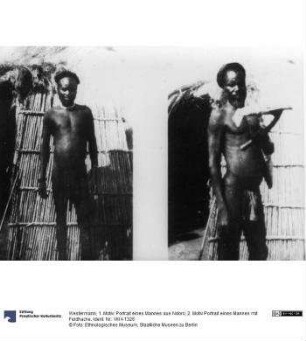 1. Motiv: Portrait eines Mannes aus Ndoro, 2. Motiv Portrait eines Mannes mit Feldhacke
