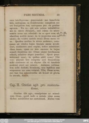 Cap. II. Gratias agit pro sustentatione.