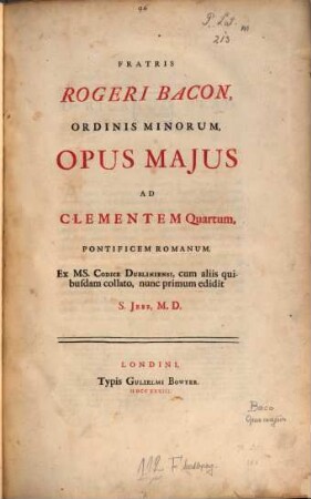 Opus maius ad Clementem IV, Pontificem Romanum