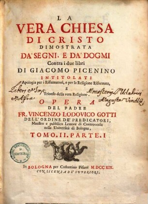 Vincentii Ludovici Gotti La vera chiesa di Christo dimostrata ..., 3
