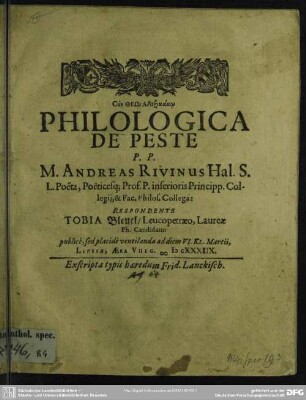 Philologica de peste