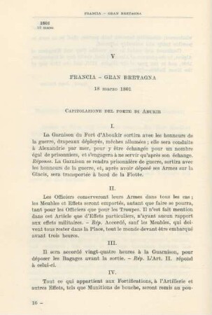 V Francia - Gran Bretagna 18 marzo 1801