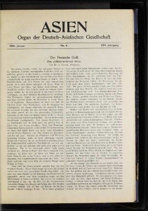 1909, Januar. No.4. VIII. Jahrgang.