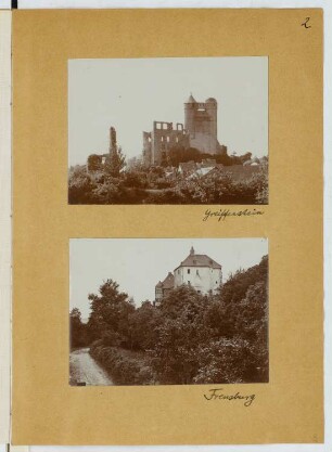 Burg, Greifenstein / Burg, Freusburg: Ansichten (aus: Skizzen- und Fotoalbum 23)