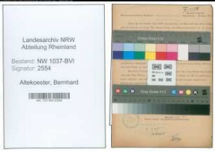 Entnazifizierung Bernhard Altekoester , geb. 08.08.1891 ()
