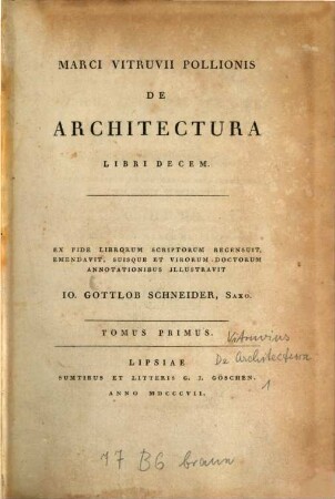 Marci Vitruvii Pollionis de architectura libri decem. 1