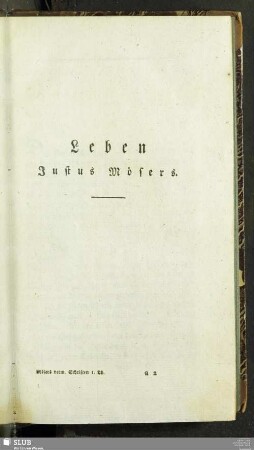 Leben Justus Mösers