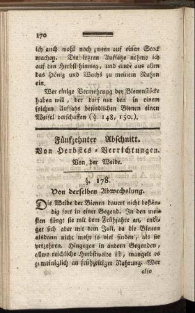 Fünfzehnter Abschnitt. Von Herbstes-Verrichtungen. Von der Weide. §. 178 - 182.