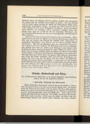 Glaube, Gottesdienst und Krieg