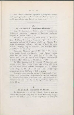 IV. De Anaximandri symbolorum collectione.