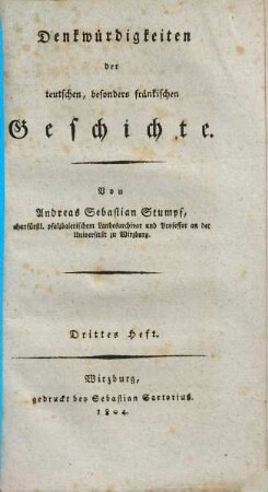 Denkwürdigkeiten der teutschen, besonders fränkischen Geschichte. 3