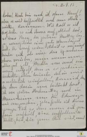 Heid. Hs. 3487,393: Brief von Marie Luise Gothein an Eberhard Gothein