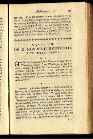 Caput VIII. De B. Moshemii Sententia Rite Intelligenda.