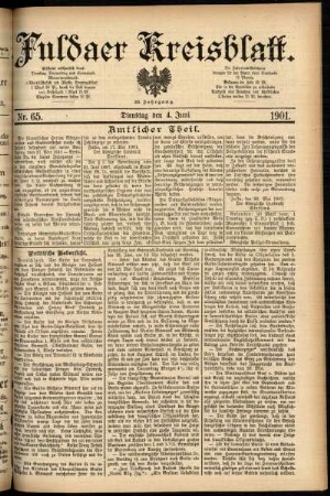 Erste Ausgabe vom Dienstag, den 04. Juni 1901.