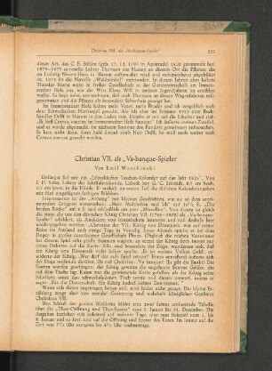 Christian VII. als "Va-banque-Spieler