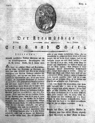 Nro. 2, Freitag, den 3. Januar 1806