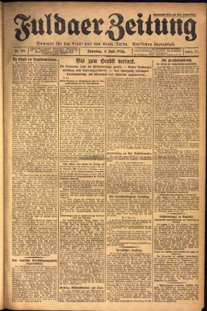 Erste Ausgabe vom Sonntag, den 04. Juli 1926.