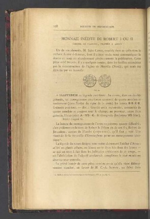 Monnaie inédite de Robert I ou II comtes de Flandre, Frapée a Arras