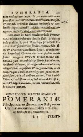 Genealogia Illustrissimorum Pomeraniae Principum, ab eo tempore, quo Religionem Christianam primum amplexi sunt, usque ad nostram aetatem deducta.
