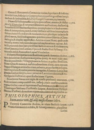 Philosophici, Artium humaniorum, & alii miscellanei libri.
