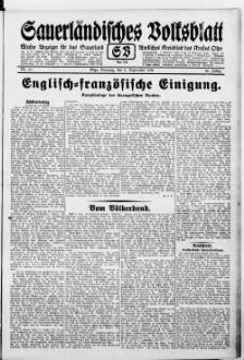 Sauerländisches Volksblatt : aeltester Anzeiger des Sauerlandes : ueber 100 Jahre Heimat- und Kreisblatt im Kreise Olpe : Tageszeitung für Politik, Unterhaltung und Belehrung