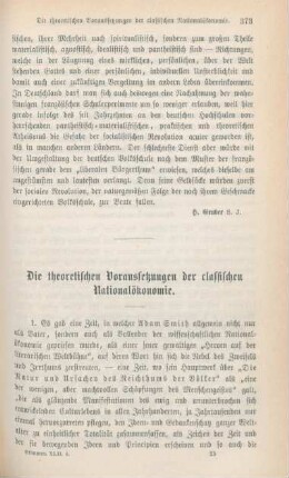 373-404 Die theoretischen Voraussetzungen der classischen Nationalökonomie