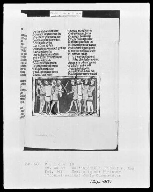 Rudolf von Ems, Weltchronik — Othniel schlägt König Kusan-Risathaim, Folio 167recto